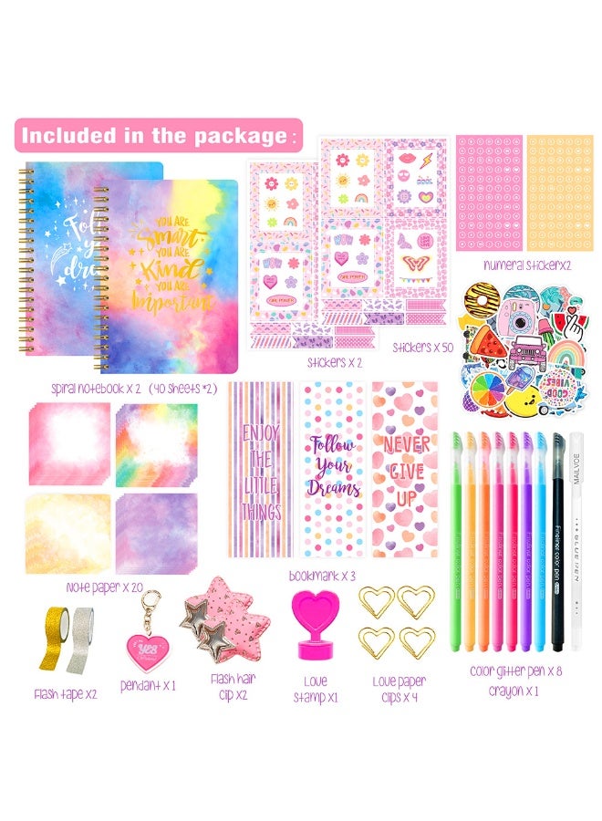 Capstro DIY Journal Kit – SH025 Diary New Set with 2 Notebooks, Stickers, Washi Tapes, Clips, Pens & Accessories – Creative Scrapbook & Stationery Craft Box for Kids Age 4+ – Perfect Gift for Girls & Boys - Image 2
