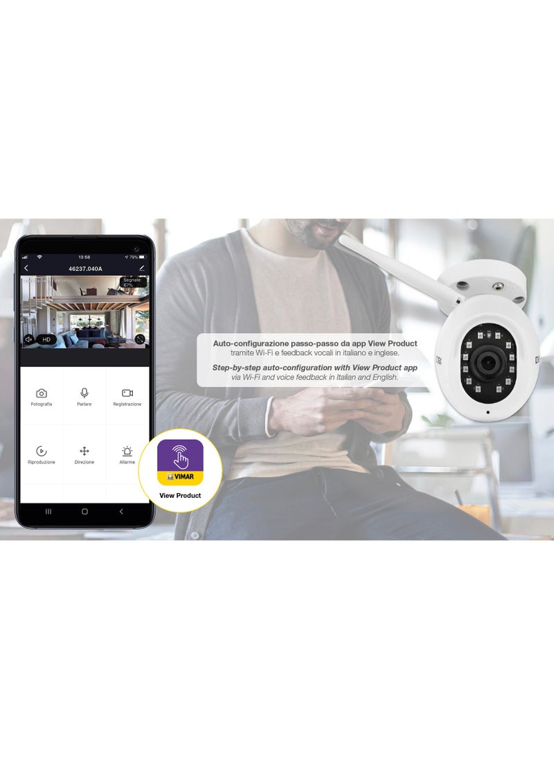 Vimar - VIMAR 46237.040A WiFi Colour Camera Compatible with Alexa, Full HD, Motion Sensor Functions, Pack of 1 - Image 1
