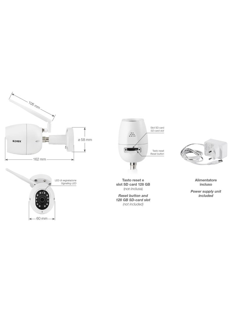 Vimar - VIMAR 46237.040A WiFi Colour Camera Compatible with Alexa, Full HD, Motion Sensor Functions, Pack of 1 - Image 1