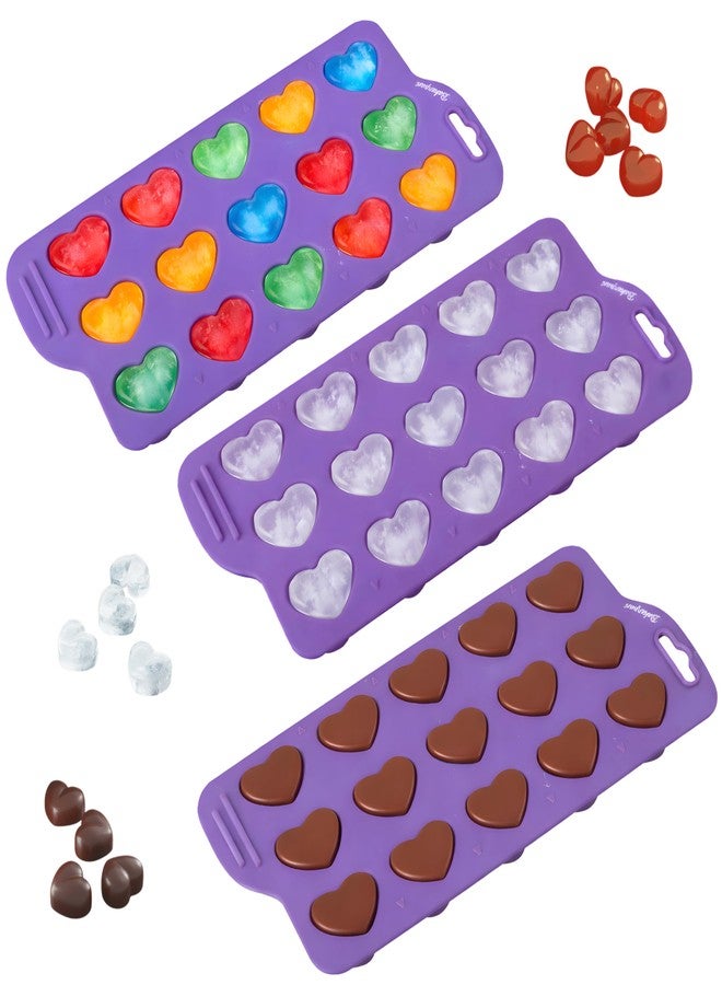 Bakerpan Set of 3 Heart Silicone Mold - Valentine Heart Shaped Silicone Mold, Jelly and Ice Cube Tray, Gummies, Candy, Chocolate - Image 2