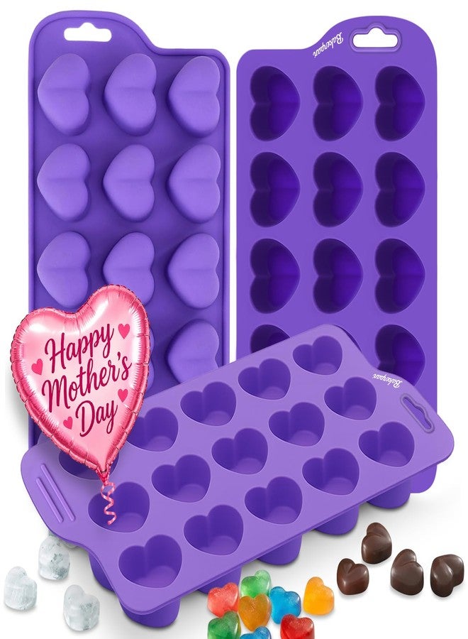 Bakerpan Set of 3 Heart Silicone Mold - Valentine Heart Shaped Silicone Mold, Jelly and Ice Cube Tray, Gummies, Candy, Chocolate - Image 1