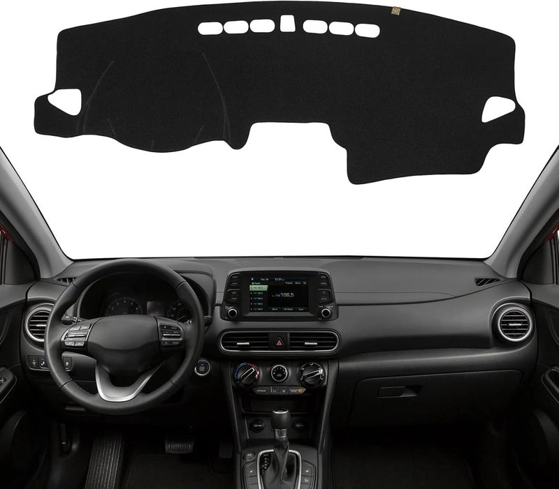 KEYOOG Flannel Dashboard Cover Nonslip Car Dash Board Mat Fit for 2018-2023 Hyundai Kona Sunshade No-Glare Non-Slip Pad Carpet Sunshield Protector - Image 1