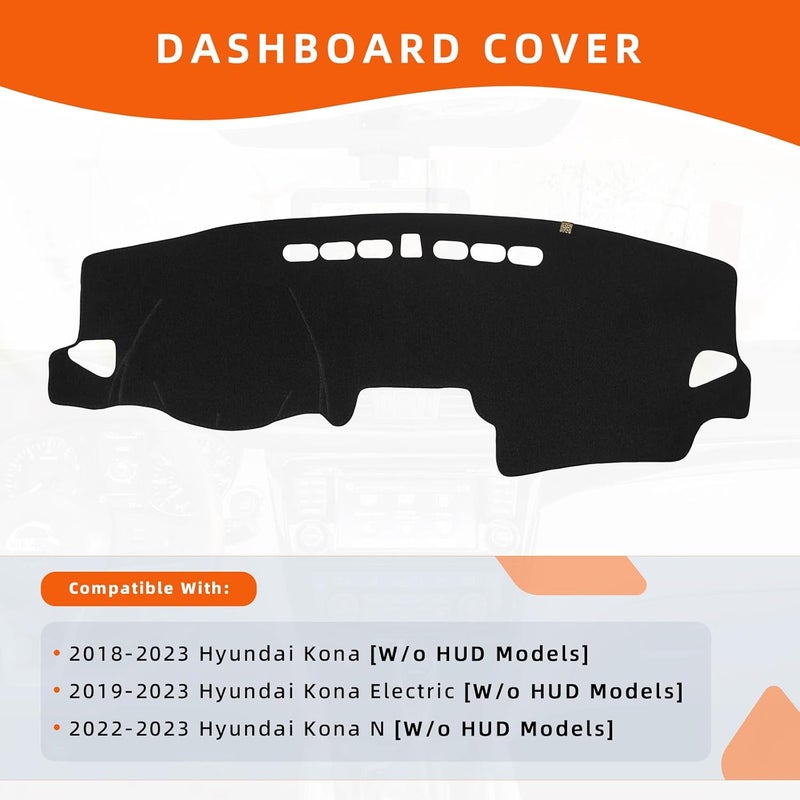 KEYOOG Flannel Dashboard Cover Nonslip Car Dash Board Mat Fit for 2018-2023 Hyundai Kona Sunshade No-Glare Non-Slip Pad Carpet Sunshield Protector - Image 2