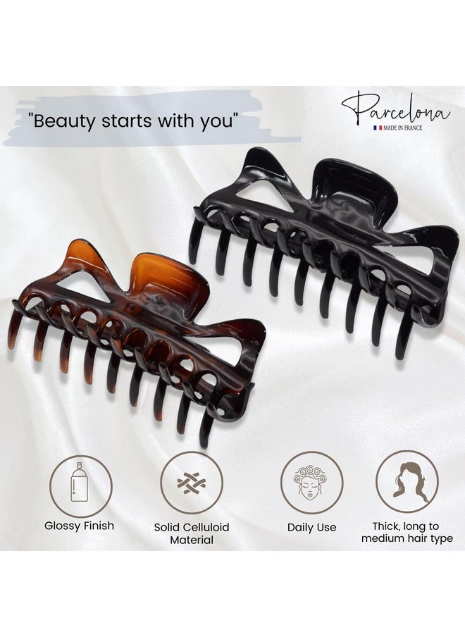 French Classic Tortoise Shell And Black Large 4 ¼” Celluloid Set Of 2 Covered Spring Interlocking Jaw Hair Claw Clip Clamp Clutchers - pzsku/ZF9E821E3D3D1EC24B9BFZ/45/_/1707981133/cce3dfdc-13d4-480b-a48a-bc280ce59151