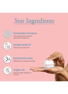 Glamveda Korean Glass Skin Rice & Ceramide Moisturizer Skin Barrier Building & Nourishing For Fine Lines Wrinkles Age Spots & Hyperpigmentation No Paraben Sls 50Ml  - Image 5