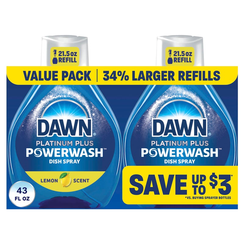 Dawn Powerwash Lemon Dish Spray Liquid Dish Soap 2 Refills 43 Fl Oz