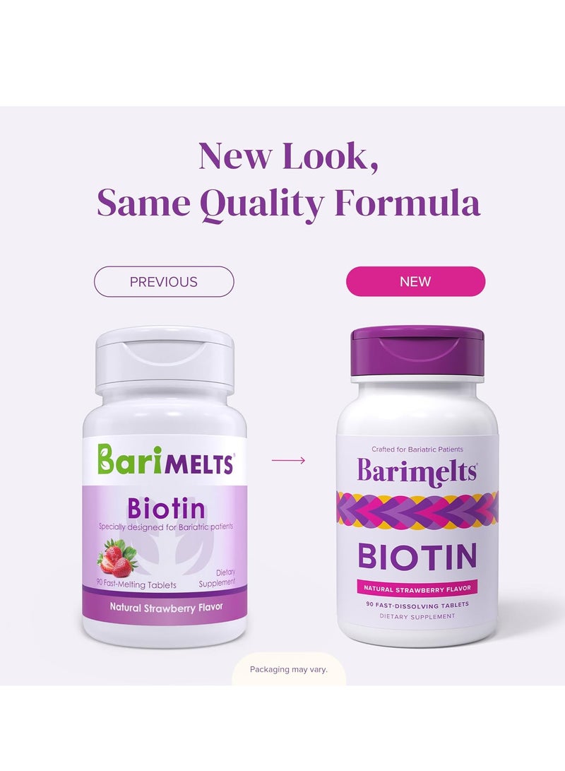 BariMelts Biotin Dissolvable Bariatric Vitamins Natural Strawberry Flavor 90 Fast Melting Tablets - Image 2
