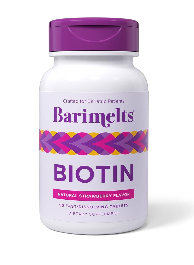 BariMelts Biotin Dissolvable Bariatric Vitamins Natural Strawberry Flavor 90 Fast Melting Tablets - Image 1