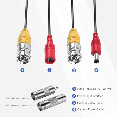 Aiwixen 8 Pack 50ft/15M Video Power Cable, BNC Extension Security Camera Cable Wire for CCTV Surveillance DVR System, Included 16 x BNC Connectors and 100pcs Cable Clips - Image 5