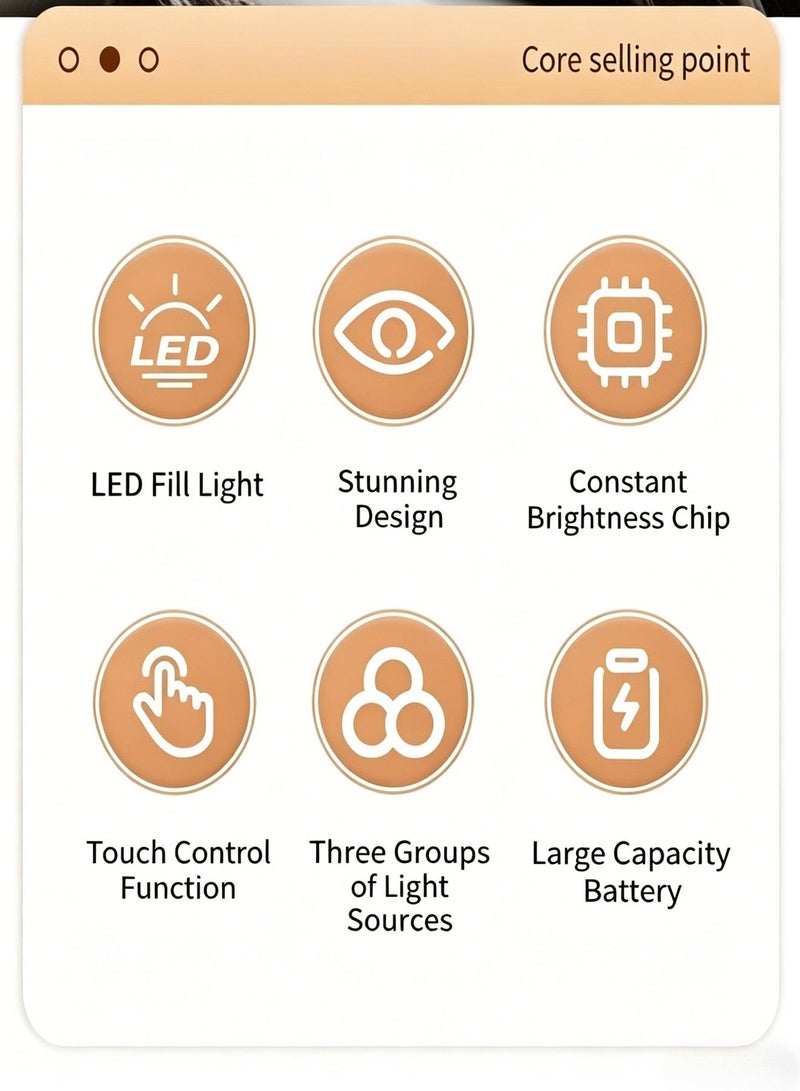مرآة مكياج للسيارة تعمل بالشحن تثبت على حاجب الشمس بإضاءة LED، تحكم باللمس، ثلاثة ألوان إضاءة قابلة للتعديل، مصابيح LED ساطعة، تثبيت بمشبك وشريط لاصق، تناسب جميع أنواع السيارات للمكياج اليومي داخل المركبة - Image 3