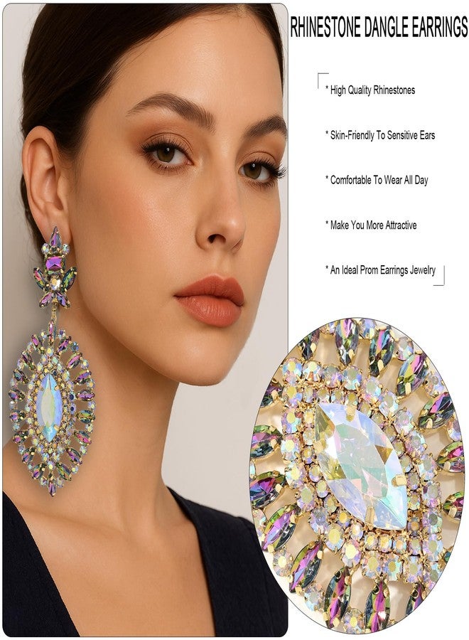 XSBODY Rhinestone Dangle Earrings For Women Crystal Iridescent Statement Earrings For Women Prom Jewelry Accessories - Image 4
