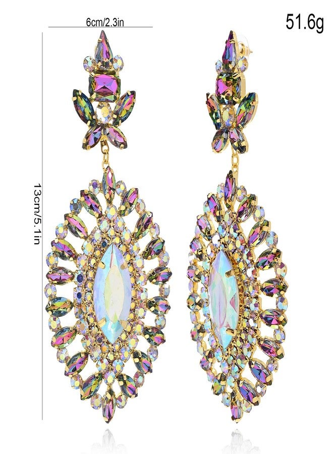 XSBODY Rhinestone Dangle Earrings For Women Crystal Iridescent Statement Earrings For Women Prom Jewelry Accessories - Image 2