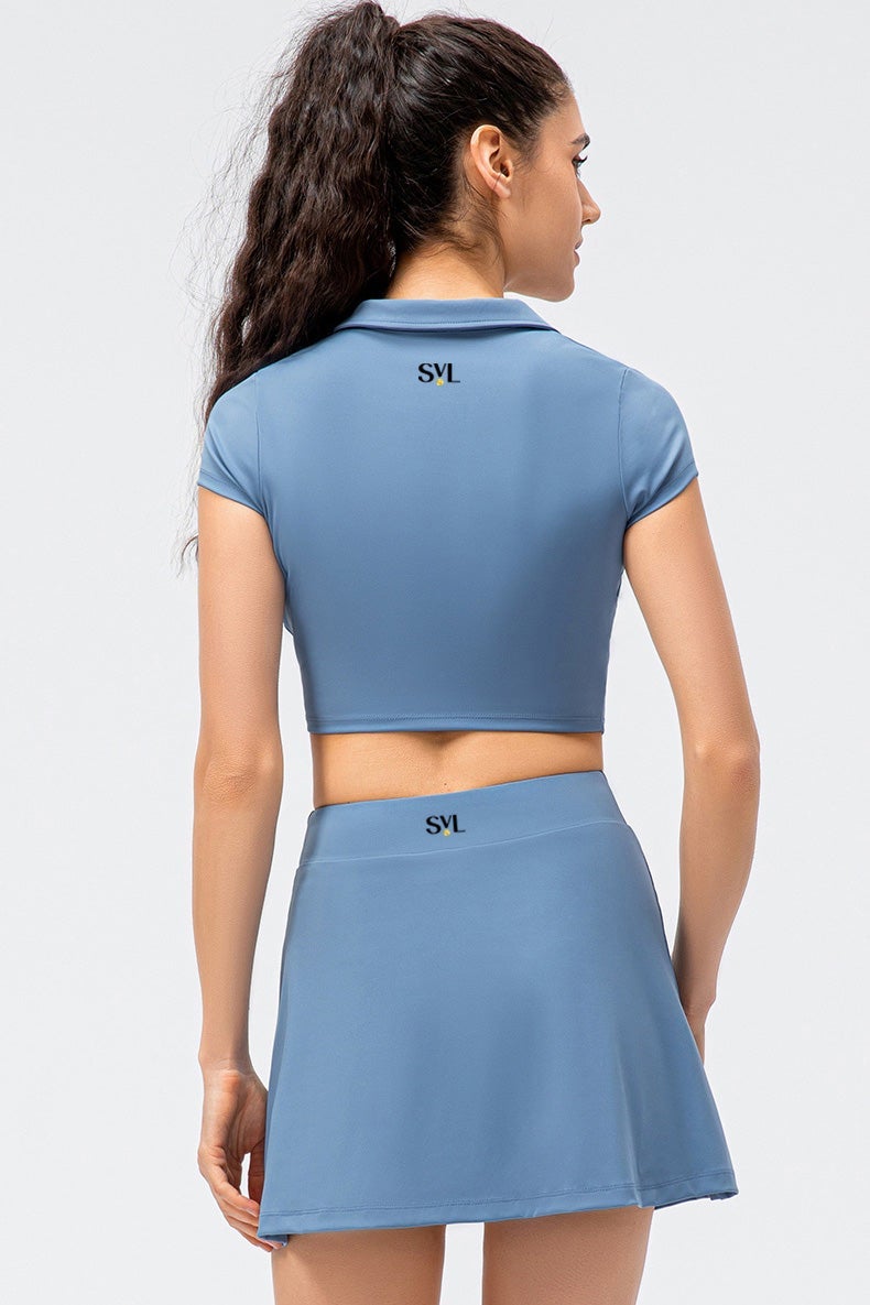 SVL High-Waist Skirt with Inner Shorts and Pockets - Blue - SVL - Image 5
