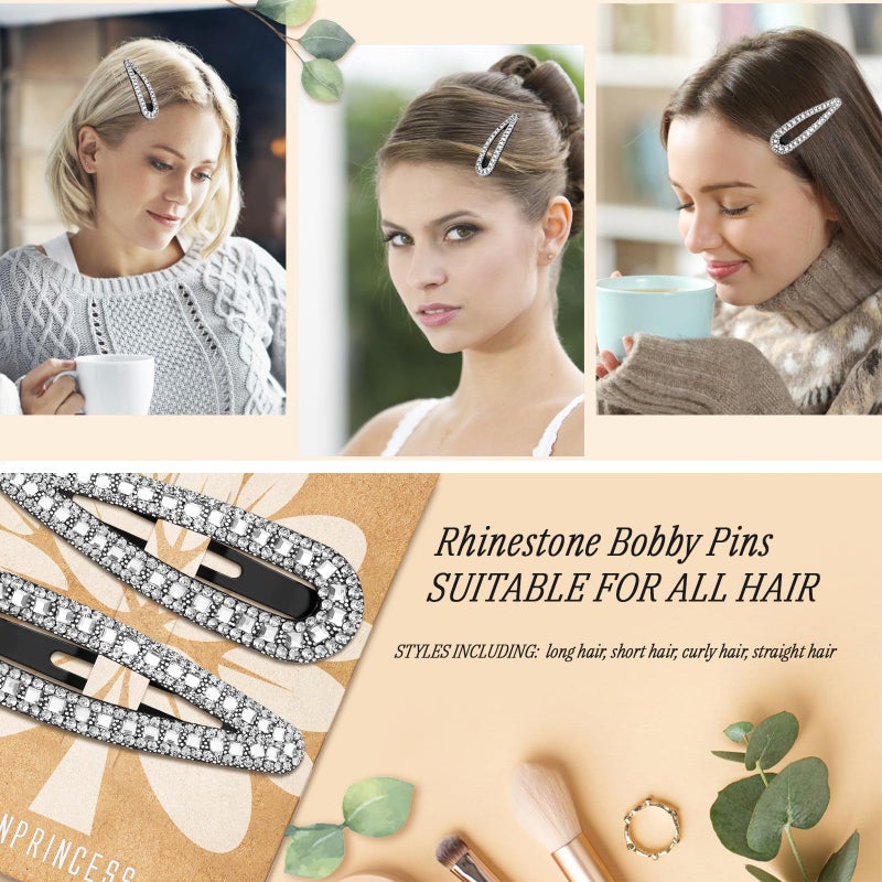 KANPRINCESS 2PCS Rhinestone Hair Clips,Snap Hair Accessories,Decorative Hair Clips,Rhinestone Barrettes For Women Girls(SET14) - Image 4
