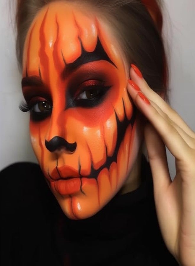 BOBISUKA Black Red Orange Face Body Paint + 3PC Sponge + Brush, Colored Eye Black for Baseball Softball Sport Games, Face Painting Kit for Halloween Makeup, Pumpkin Cosplay, Costume, SFX Special Effect and Theme Parties - Image 5