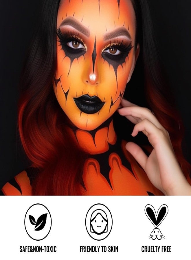 BOBISUKA Black Red Orange Face Body Paint + 3PC Sponge + Brush, Colored Eye Black for Baseball Softball Sport Games, Face Painting Kit for Halloween Makeup, Pumpkin Cosplay, Costume, SFX Special Effect and Theme Parties - Image 3