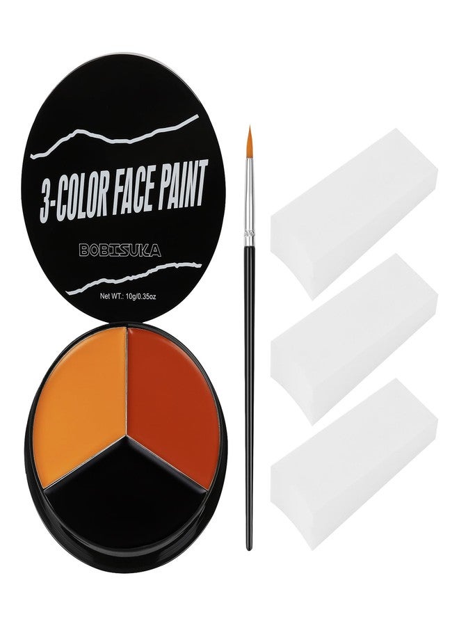 BOBISUKA Black Red Orange Face Body Paint + 3PC Sponge + Brush, Colored Eye Black for Baseball Softball Sport Games, Face Painting Kit for Halloween Makeup, Pumpkin Cosplay, Costume, SFX Special Effect and Theme Parties - Image 1