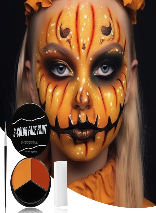 BOBISUKA Black Red Orange Face Body Paint + 3PC Sponge + Brush, Colored Eye Black for Baseball Softball Sport Games, Face Painting Kit for Halloween Makeup, Pumpkin Cosplay, Costume, SFX Special Effect and Theme Parties - Image 2