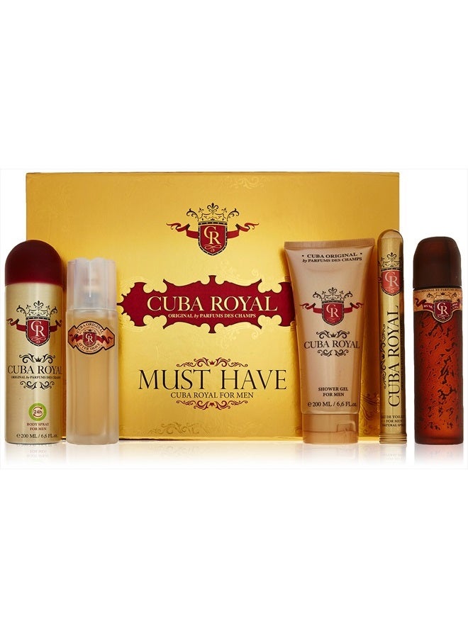 Cuba Royal for Men Gift Set (Eau de Toilette Spray 3.4 ounce, Eau de Toilette Spray 1.17 ounce, Shower Gel, After Shave, Body Spray) - Image 1