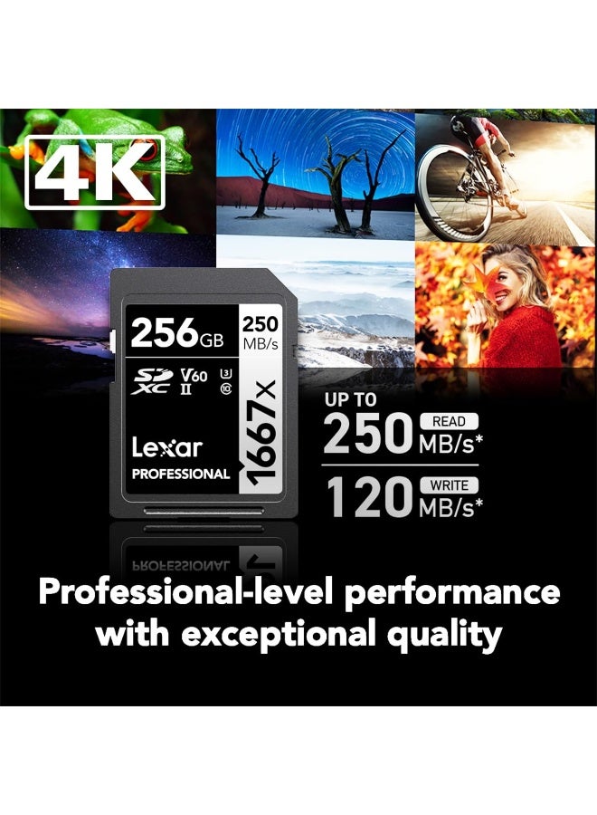 Lexar 256GB Professional 1667x SDXC Memory Card, UHS-II, C10, U3, V60, Full-HD & 4K Video, Up To 250MB/s Read, for Professional Photographer, Videographer, Enthusiast (LSD256CBNA1667) 256 GB - Image 3