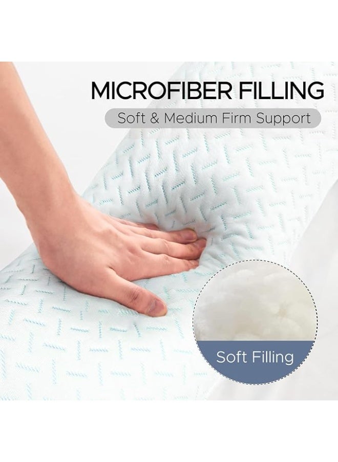 وسادة جسم للبالغين – وسادة سرير طويلة وناعمة، ميموري فوم، غطاء قابل للإزالة والغسل، وسادة نوم جانبية للحمل على شكل بجعة 49 إنش – أزرق بارد - Image 3