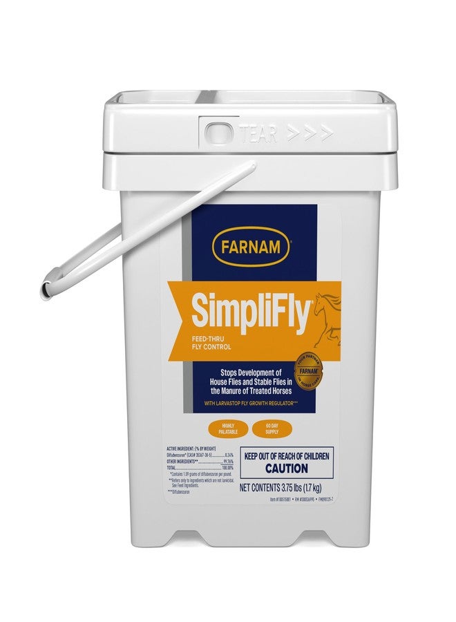 Farnam SimpliFly Feed Through Fly Control Daily Supplement for Horses, 3.75 lb, EPA Approved Palatable Pellets, Prevents Stable Flies in Manure and Break and Prevents the Fly Life Cycle, 60 Day Supply - Image 1