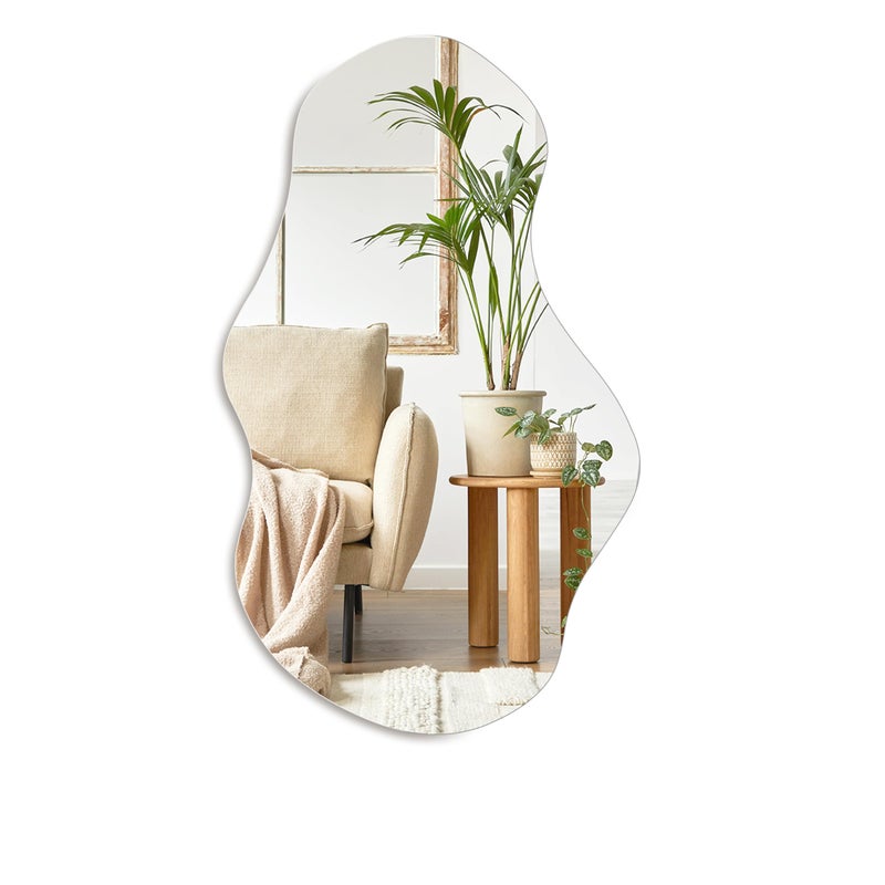 PERFNIQUE Irregular Wall Mirror Asymmetrical Mirror 35x21 Decorative Modern Mirrors for Bathroom Bedroom Living Room Entryway Cloud Frameless Mirror Wall Mounted 35x21 Cloud