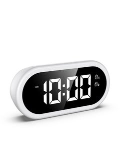 Digital Alarm Clock Led Bedside Alarm Clock With Mirror Surface Led Full Range Brightness Dimmer Volume Usb Charger Dual Alarms Snooze Vioce Control 8 Ringtones For Home Office