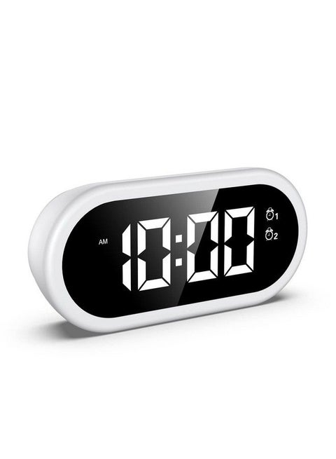Digital Alarm Clock Led Bedside Alarm Clock With Mirror Surface Led Full Range Brightness Dimmer Volume Usb Charger Dual Alarms Snooze Vioce Control 8 Ringtones For Home Office