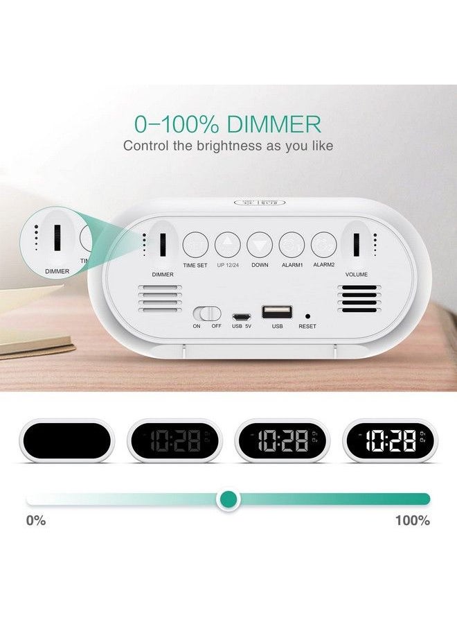 JXTZ - Digital Alarm Clock Led Bedside Alarm Clock With Mirror Surface Led Full Range Brightness Dimmer Volume Usb Charger Dual Alarms Snooze Vioce Control 8 Ringtones For Home Office - Image 1