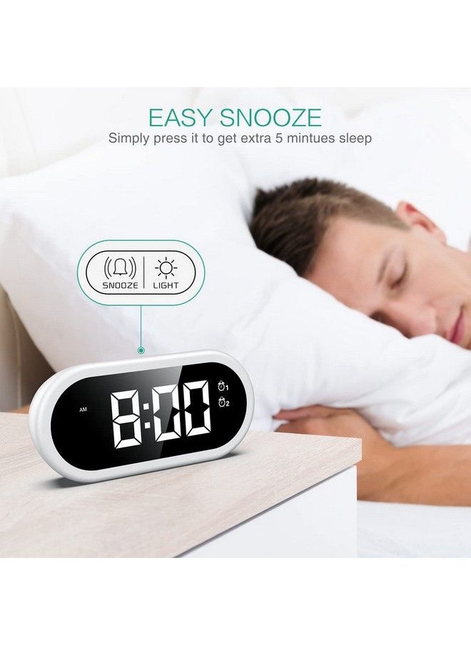JXTZ - Digital Alarm Clock Led Bedside Alarm Clock With Mirror Surface Led Full Range Brightness Dimmer Volume Usb Charger Dual Alarms Snooze Vioce Control 8 Ringtones For Home Office - Image 1