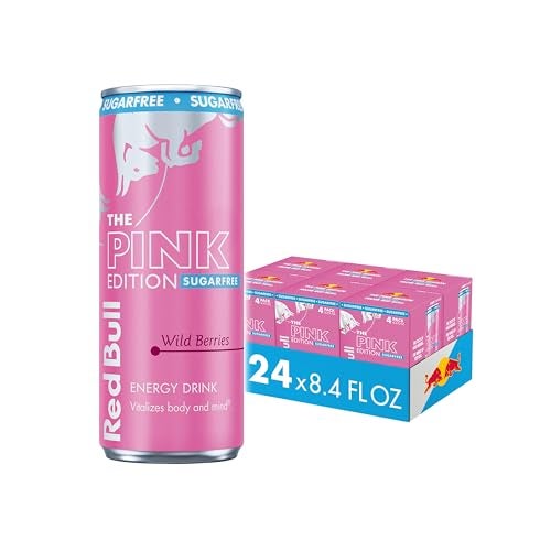 Red Bull Pink Edition Sugar-Free Energy Drink, Wild Berries, with 80mg Caffeine plus Taurine & B Vitamins, 8.4 Fl Oz, 6 Packs of 4 Cans (Pack of 24) - Image 1