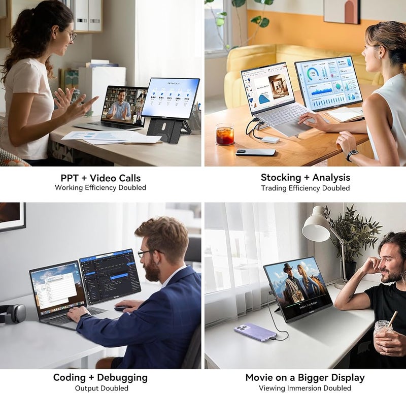Blackview 16" [1080P+120P] Portable Monitor, [360° Durable Lightweight Rotating Magnetic] Portable Monitor for Laptop, True Plug and Play for Business Trip Journey, for MAC Windows Android Chrome OS - Image 3