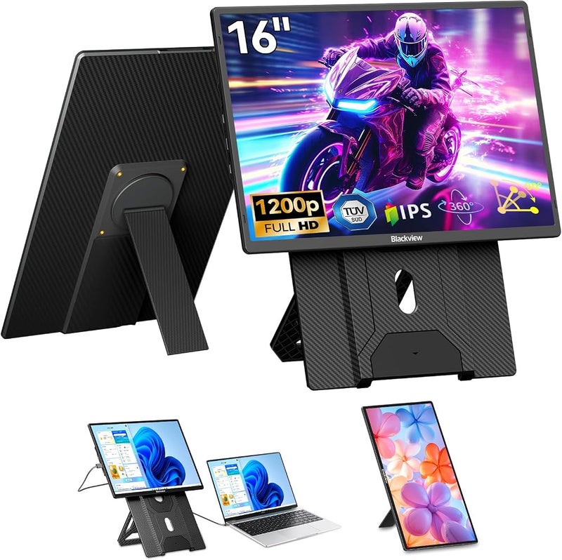 Blackview 16" [1080P+120P] Portable Monitor, [360° Durable Lightweight Rotating Magnetic] Portable Monitor for Laptop, True Plug and Play for Business Trip Journey, for MAC Windows Android Chrome OS - Image 1