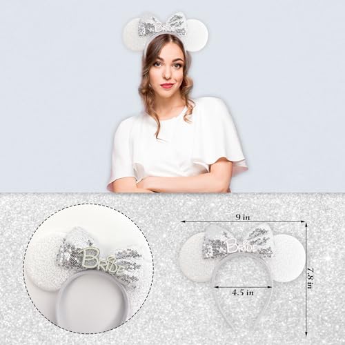 Chug Buddy Mouse Ears Set - Bride Accessories - Bachelorette Party Favors - Bride Bachelorette Outfit Accessories to Match Bachelorette Outfit for Bride - Magic Kingdom (Iridescent/White Bride, 1) - Image 4