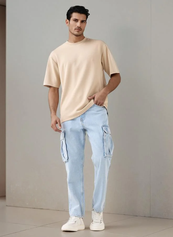 Splash FAV BLUE Men Straight Fit Mid Rise Cargo Jeans for Men | Best Price UAE