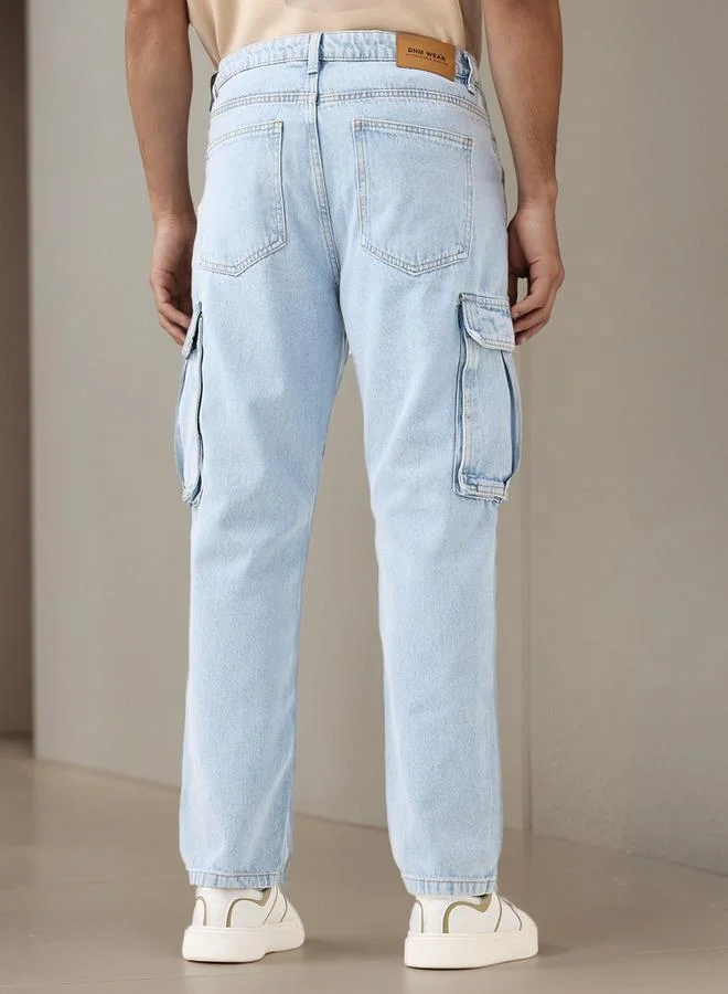 Splash FAV BLUE Men Straight Fit Mid Rise Cargo Jeans for Men | Best Price UAE