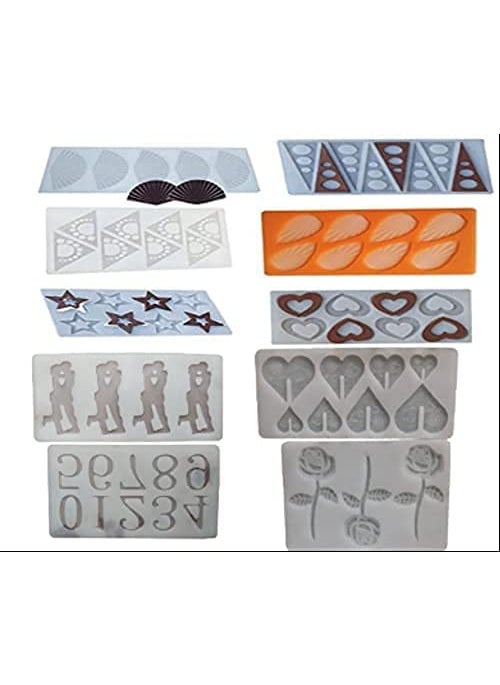 BAKING SET Baking Set Garnish Mould 6 diffrent Shape Pattern Garnishing Sheet Cake Decoration Silicone 6 PC Combo Garnishing Mould 6 PC1  - Image 1