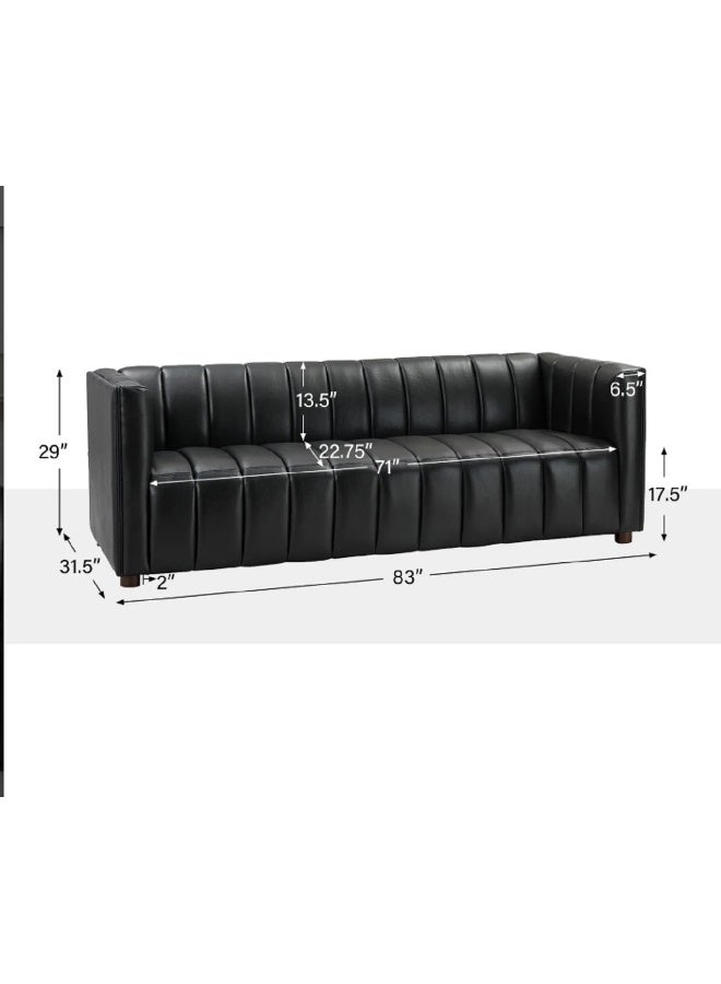 Zayn comforts Premium Three-Seater Leather Sofa  Timeless Elegance & Supreme Comfort (Black) - Image 2