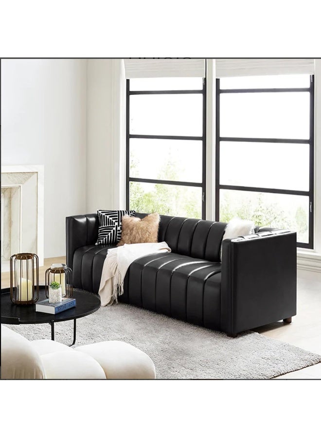 Zayn comforts Premium Three-Seater Leather Sofa  Timeless Elegance & Supreme Comfort (Black) - Image 3