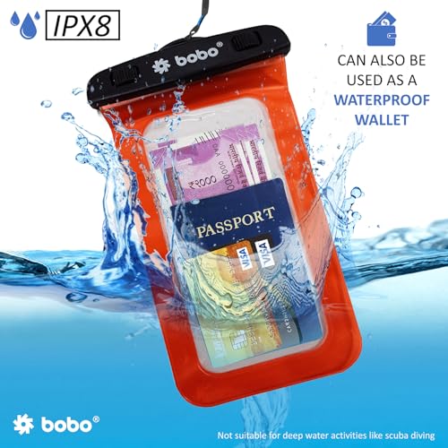 BOBO Universal Waterproof Pouch (Big Size) Cellphone Dry Bag Case for Smartphone – Orange (Pack of 1) - Image 3