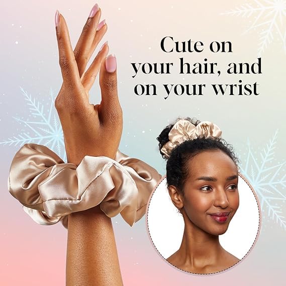 FURBO Mulberry Silk Hair Scrunchies Combo For Women And Girls Rubber Bands Ponytail Holders Hair Elastic Ties Bun Braids Band 22 Momme 6A Grade Assorted (pack of 9) - Image 4