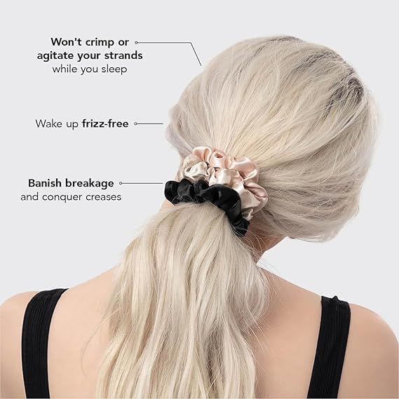 FURBO Mulberry Silk Hair Scrunchies Combo For Women And Girls Rubber Bands Ponytail Holders Hair Elastic Ties Bun Braids Band 22 Momme 6A Grade Assorted (pack of 9) - Image 5