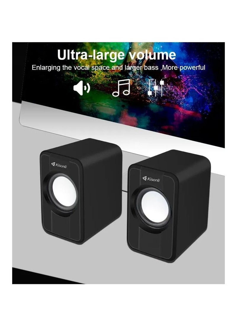 Kisonli SPeaker 2.0 Multimedia USB Powered And Volume Control Speaker Suitable for Laptop Desktop S-444
