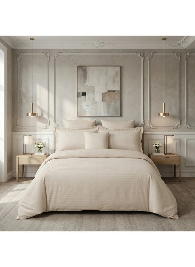 ShinyFlower Hotel Style Duvet Cover Set, Soft Striped Bedding Set with Bed Sheet & Pillowcases, Solid Color Bed Linen 4PCS / 6PCS, Without Comforter Insert - Image 1