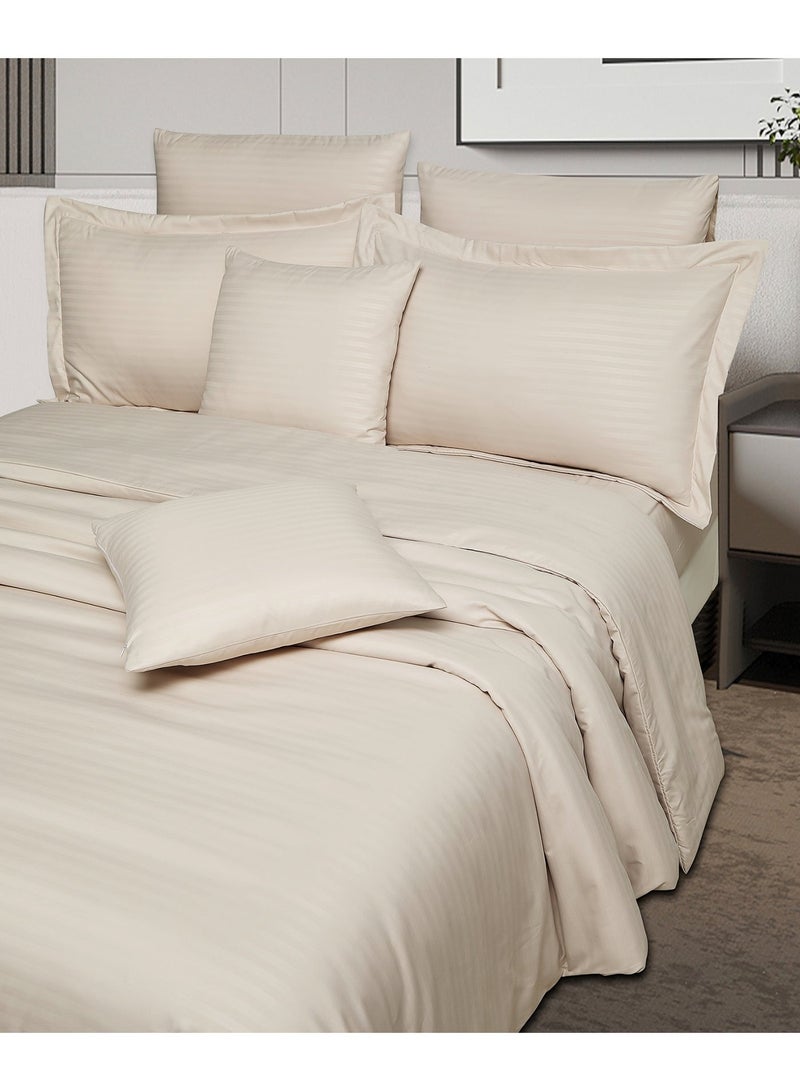 ShinyFlower Hotel Style Duvet Cover Set, Soft Striped Bedding Set with Bed Sheet & Pillowcases, Solid Color Bed Linen 4PCS / 6PCS, Without Comforter Insert - Image 2