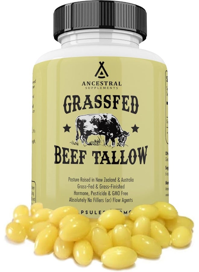 Ancestral Supplements Grass Fed Beef Tallow Capsules, 3000Mg, Nourishing Kidney Fat Supplement - Image 1