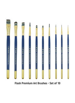 Flash Flash Paint Brushes Set-Handmade Professional Artist Painting Brush Set for Acrylic Watercolor & Gouache Painting with Brush Holder-Synthetic Hair Cruelty Free (Set of 10, Round/Flat Mixed Size)  - Image 2