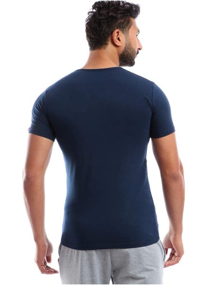 Cottonil® Stretch Half Sleeves V- Neck Undershirt Navy Blue