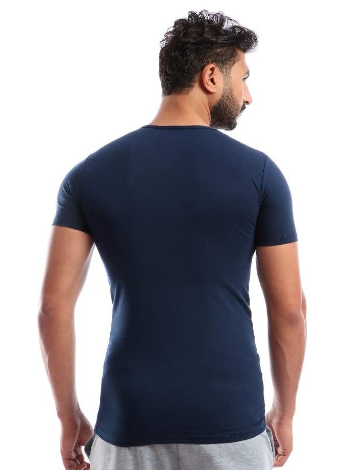 Cottonil® Stretch Half Sleeves V- Neck Undershirt Navy Blue